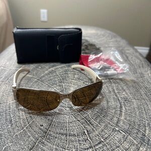Kieselstein-Cord Sunglasses Gold Frame with White Crocodile